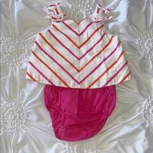 Janie and Jack Pink and Orange Striped Kids Set